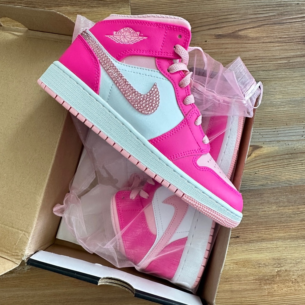Pink Sworvsky Crystal Jordan 1s